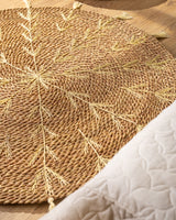 Handmade Halfa Round Rug – Sunburst Embroidered Mat