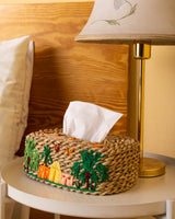 Handmade Halfa Tissue Box Cover – Desert Oasis Embroidery