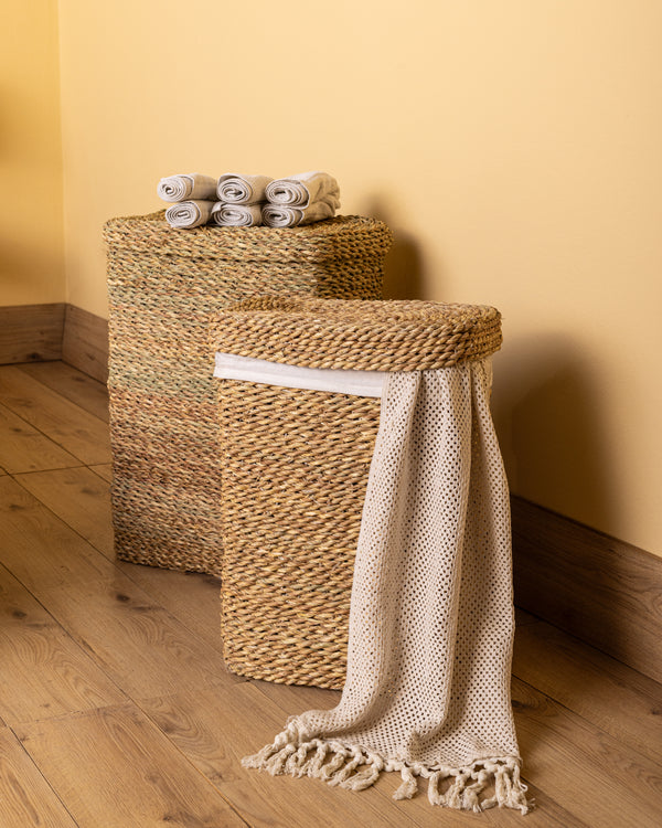 Handmade Halfa Rectangular Laundry Hamper with Lid