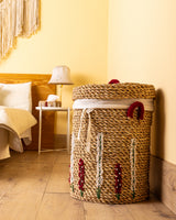 Handmade Halfa Laundry Basket – Beaded Floral Embroidery