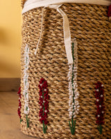 Handmade Halfa Laundry Basket – Beaded Floral Embroidery