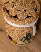 Handmade Halfa Laundry Basket – Rustic Oasis Embroidery