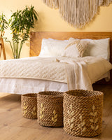 Handmade Halfa Basket Set – Nubian Embroidered Trim