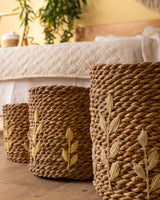 Handmade Halfa Basket Set – Nubian Embroidered Trim