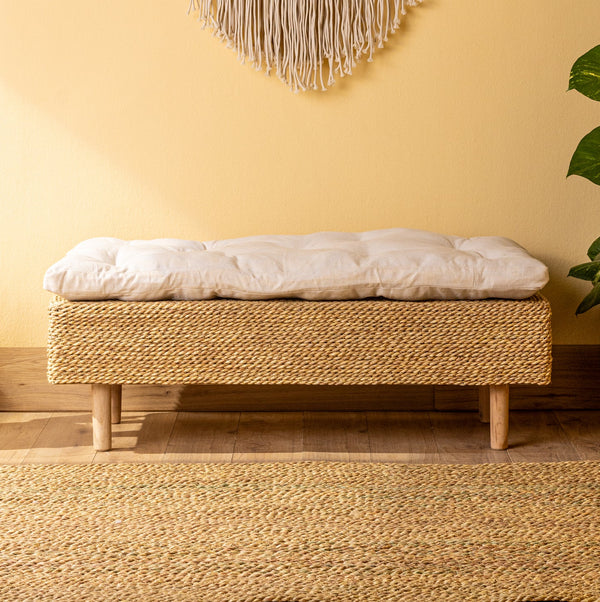 Handmade Halfa Bench with Cushion – Beech Legs