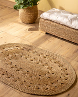 Handmade Halfa Oval Rug – Natural Rosette Weave Rug