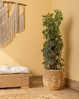 Handmade Halfa Embroidered Planter Basket – Large Plants