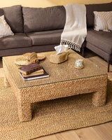 Handmade Halfa Square Coffee Table with Glass Top