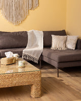 Handmade Halfa Square Coffee Table with Glass Top