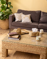 Handmade Halfa Square Coffee Table with Glass Top