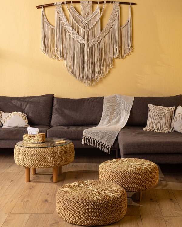 Handmade Halfa Pouf Set – With & Without Legs