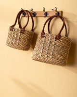 Handmade Palm Leaf Tote Bag with Cowrie Shells