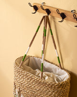 Handmade Palm Leaf Tote Bag with Pearl Bead Embroidery