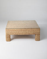 Handmade Halfa Square Coffee Table with Glass Top