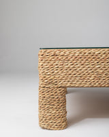 Handmade Halfa Square Coffee Table with Glass Top