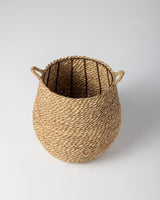 Handmade Halfa Planter Basket with Live Pothos Plant