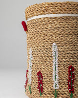 Handmade Halfa Laundry Basket – Beaded Floral Embroidery