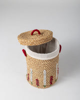 Handmade Halfa Laundry Basket – Beaded Floral Embroidery