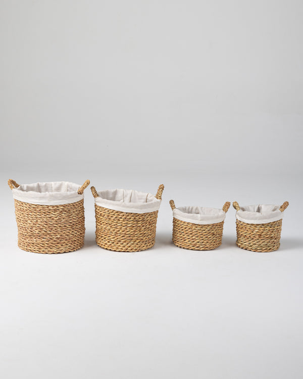 Handmade Halfa Basket Set with Handles & Linen Lining