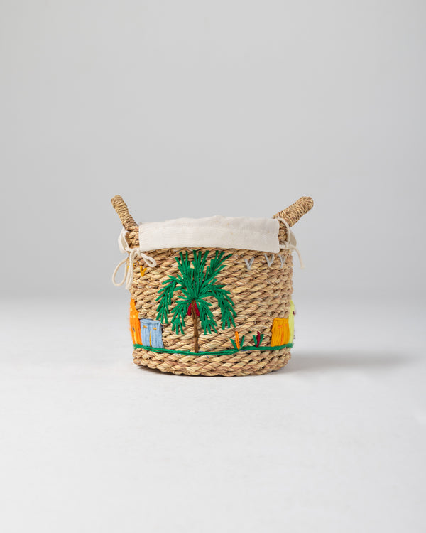Handmade Halfa Drawstring Basket – Rustic Palm Design