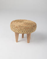 Handmade Halfa Mini Pouf with Wood Legs – Compact Stool
