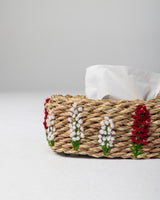 Handmade Halfa Tissue Box Cover  Beaded Floral Design