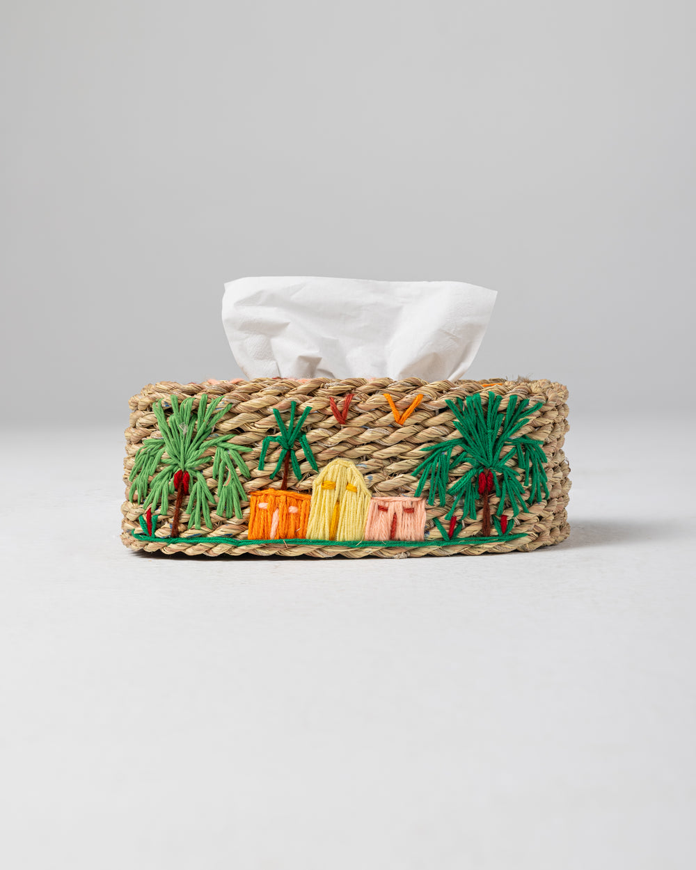 Handmade Halfa Tissue Box Cover – Tonal Oasis Embroidery