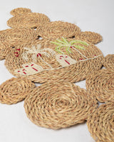 Handmade Halfa Table Runner with Rustic Palm Embroidery