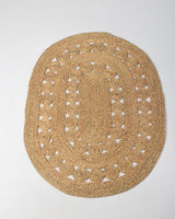 Handmade Halfa Oval Rug – Natural Rosette Weave Rug