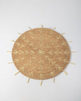 Handmade Halfa Round Rug – Sunburst Embroidered Mat
