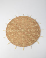 Handmade Halfa Round Rug – Sunburst Embroidered Mat
