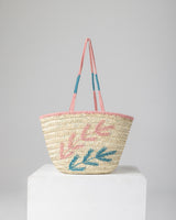 Handmade Palm Leaf Tote Bag with Fern Embroidery