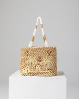 Handmade Palm Leaf Tote Bag with Palm Tree Embroidery