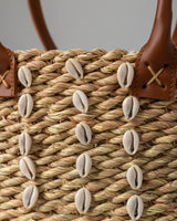Handmade Palm Leaf Tote Bag with Cowrie Shells