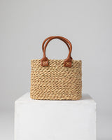 Handmade Palm Leaf Tote Bag with Leather Handles