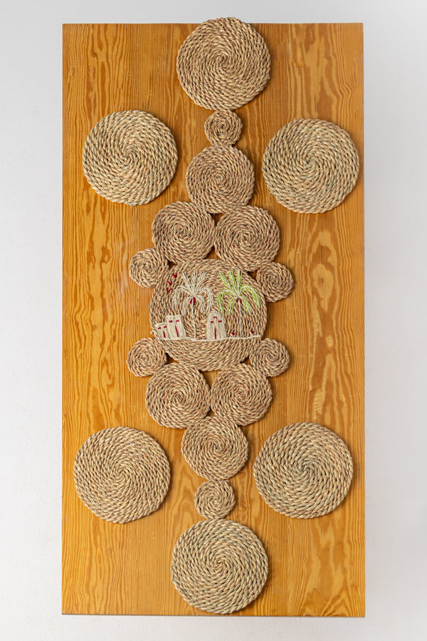 Handmade Halfa Runner & Coaster Set with Rustic Embroidery